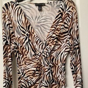 Cable & Gauge Animal Print Stretch Top 3/4 Sleeve - L